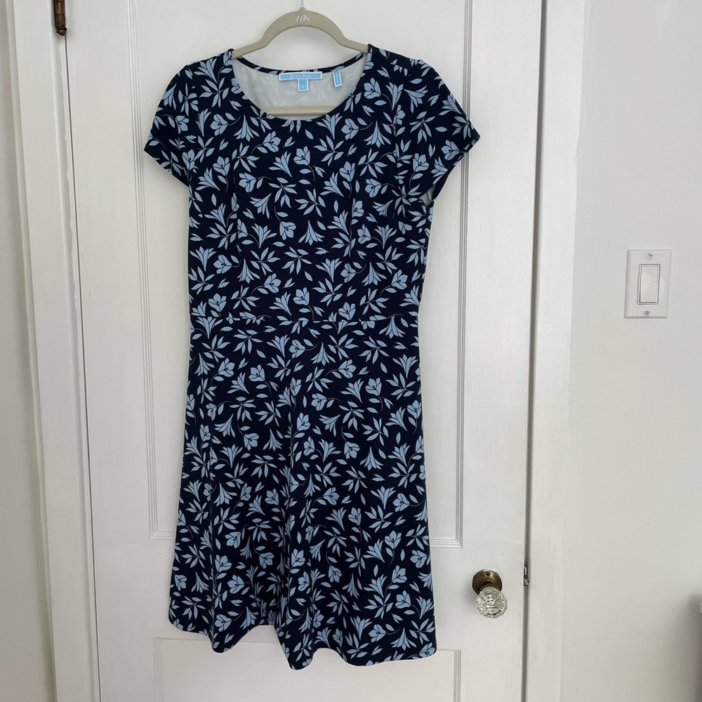 Draper James Blue and White A-Line Midi Dress